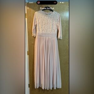 Chiffon & Lace Maxi Dress in Blush Pink dainty jewels